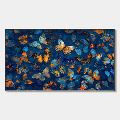 Blue and Orange Butterfly Painting - Vibrant Textured Canvas Wall Art #ZZ 257