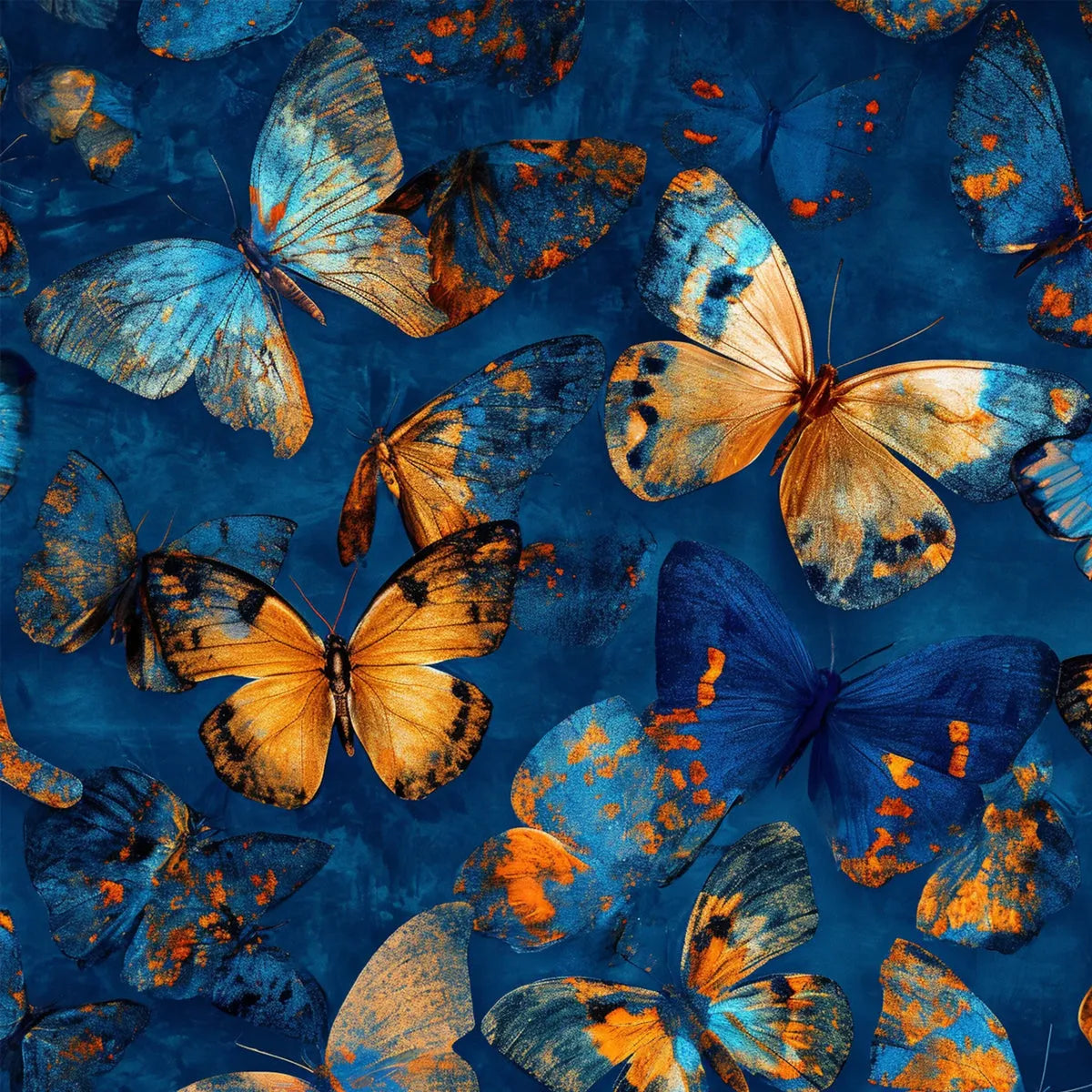 Blue and Orange Butterfly Painting - Vibrant Textured Canvas Wall Art #ZZ 257