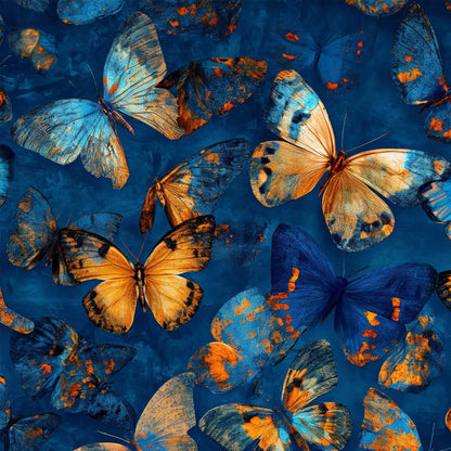 Blue and Orange Butterfly Painting - Vibrant Textured Canvas Wall Art #ZZ 257