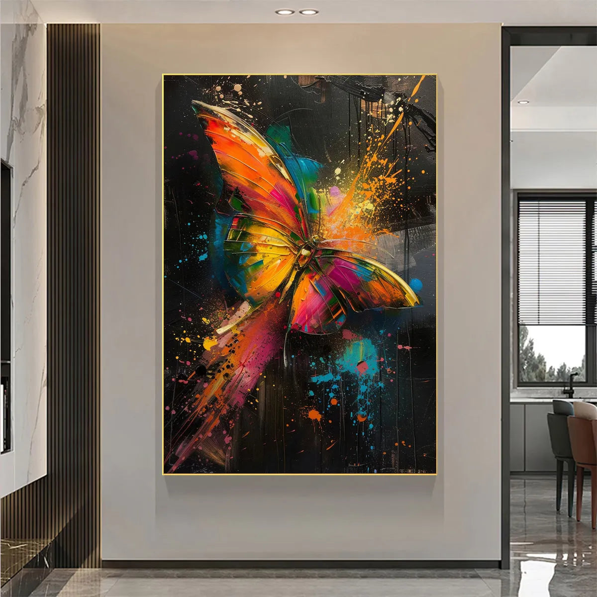 Contemporary Butterfly Art | Paint Splatter Original Painting