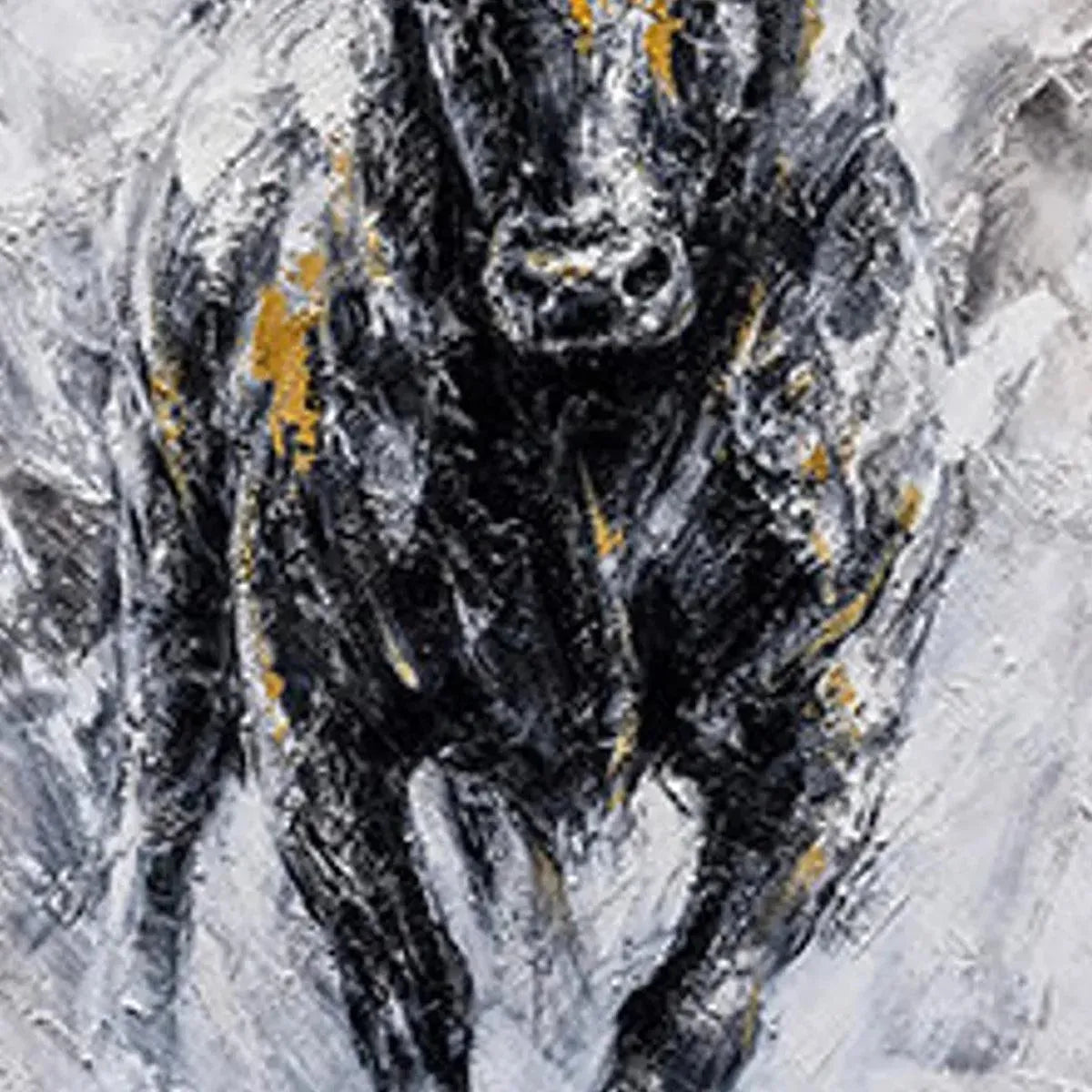 Powerful Bull Wall Art - Large Hand-Painted Textured Animal Oil Painting on Canvas for Office or Man Cave #AA011
