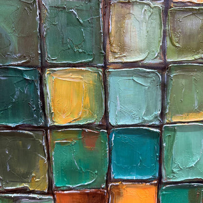 Living Room Abstract Art | Large Textured Green Canvas Painting #ZZ 249