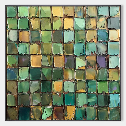 Living Room Abstract Art | Large Textured Green Canvas Painting #ZZ 249