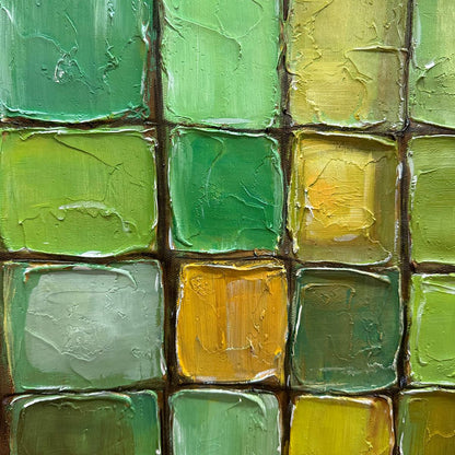 Living Room Abstract Art | Large Textured Green Canvas Painting #ZZ 249