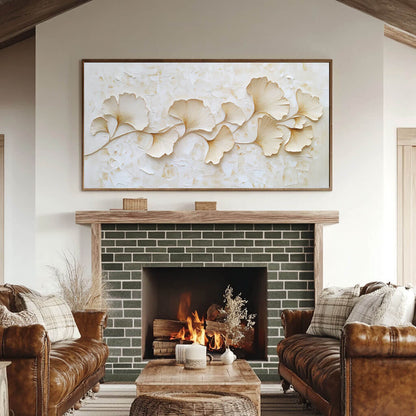 Modern Sculptural Floral Wall Art - Large 3D Relief Abstract Flower Canvas Painting #JJ439
