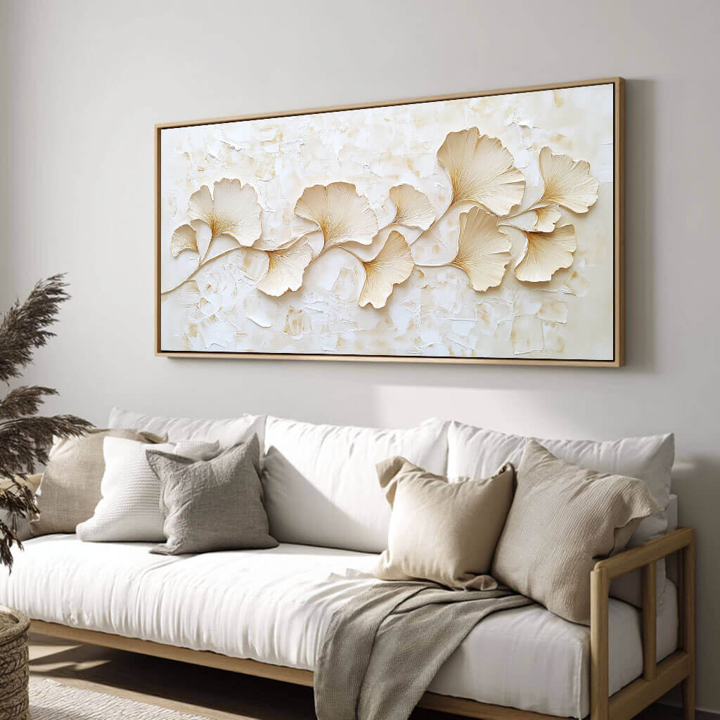 Modern Sculptural Floral Wall Art - Large 3D Relief Abstract Flower Canvas Painting #JJ439