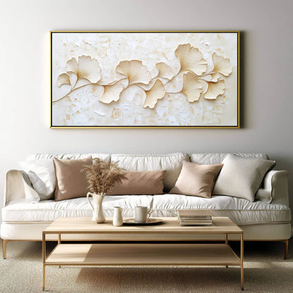 Modern Sculptural Floral Wall Art - Large 3D Relief Abstract Flower Canvas Painting #JJ439