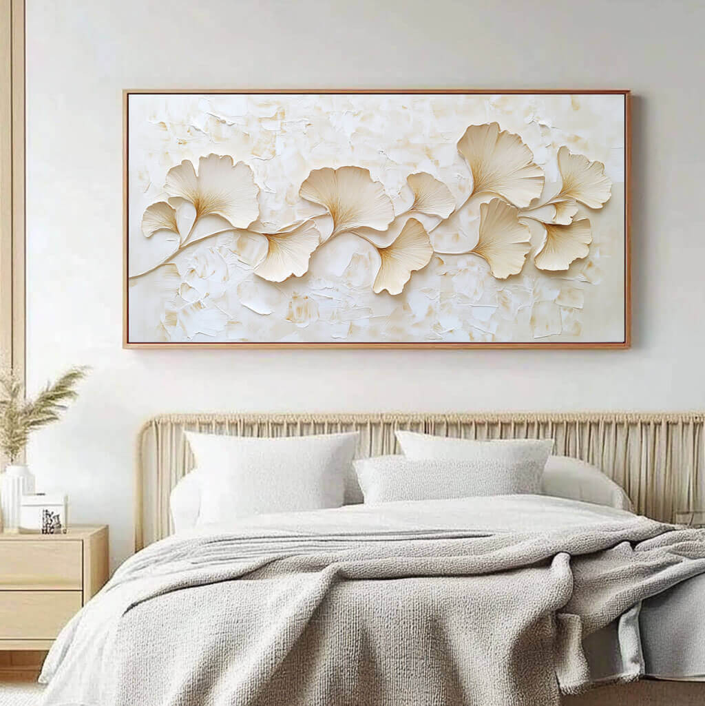 Modern Sculptural Floral Wall Art - Large 3D Relief Abstract Flower Canvas Painting #JJ439