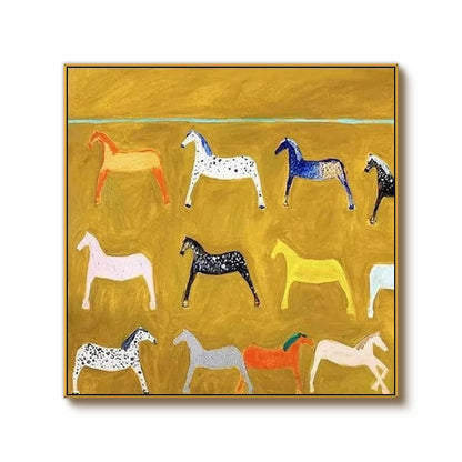 Minimalist Abstract Horse Oil Painting - Colorful Textured Hand-Painted Equine Wall Art #JJ426