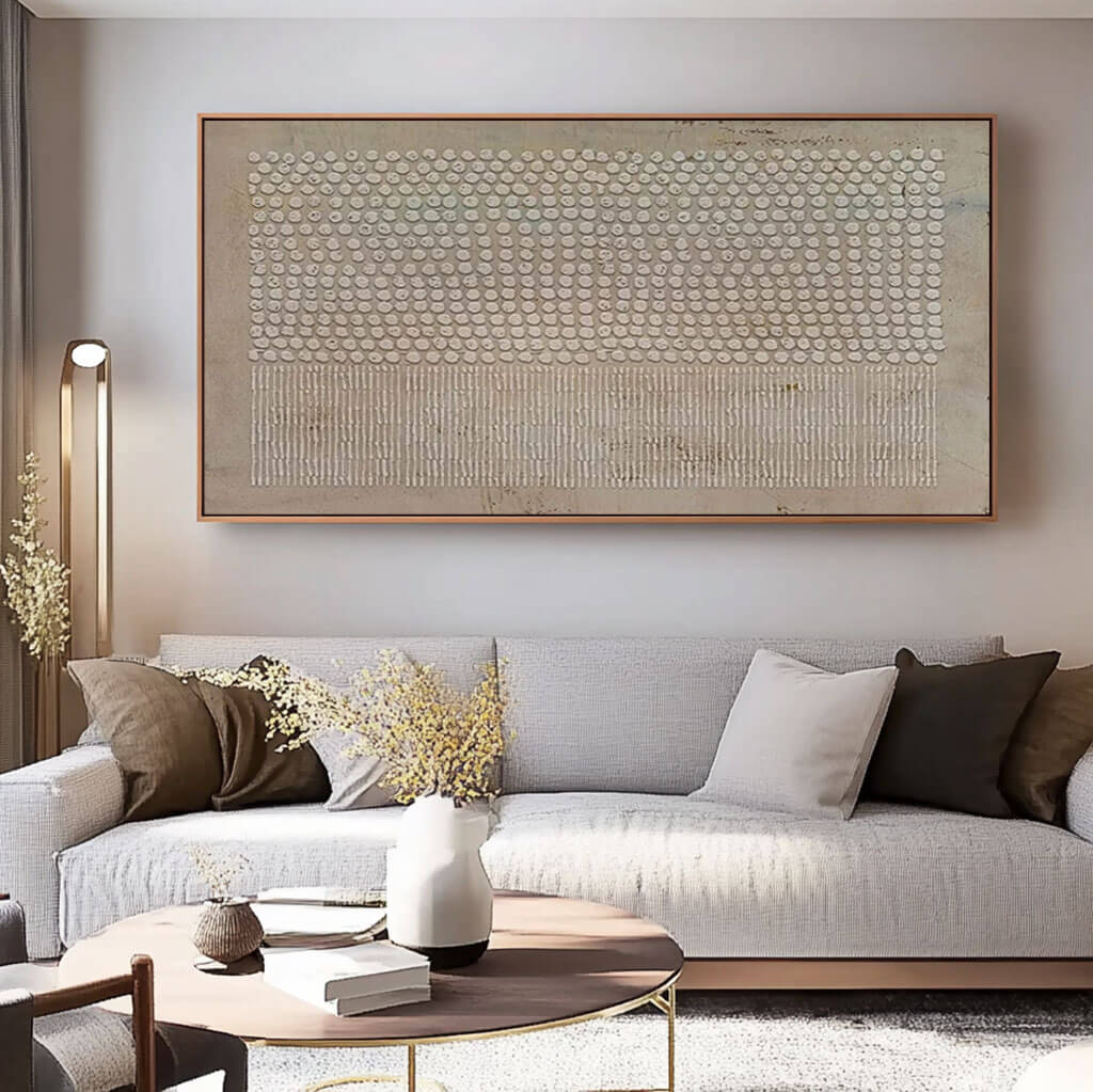 Large Textured 3D Beige Abstract Art | Minimalist Neutral Plaster Wall Decor #AA 059