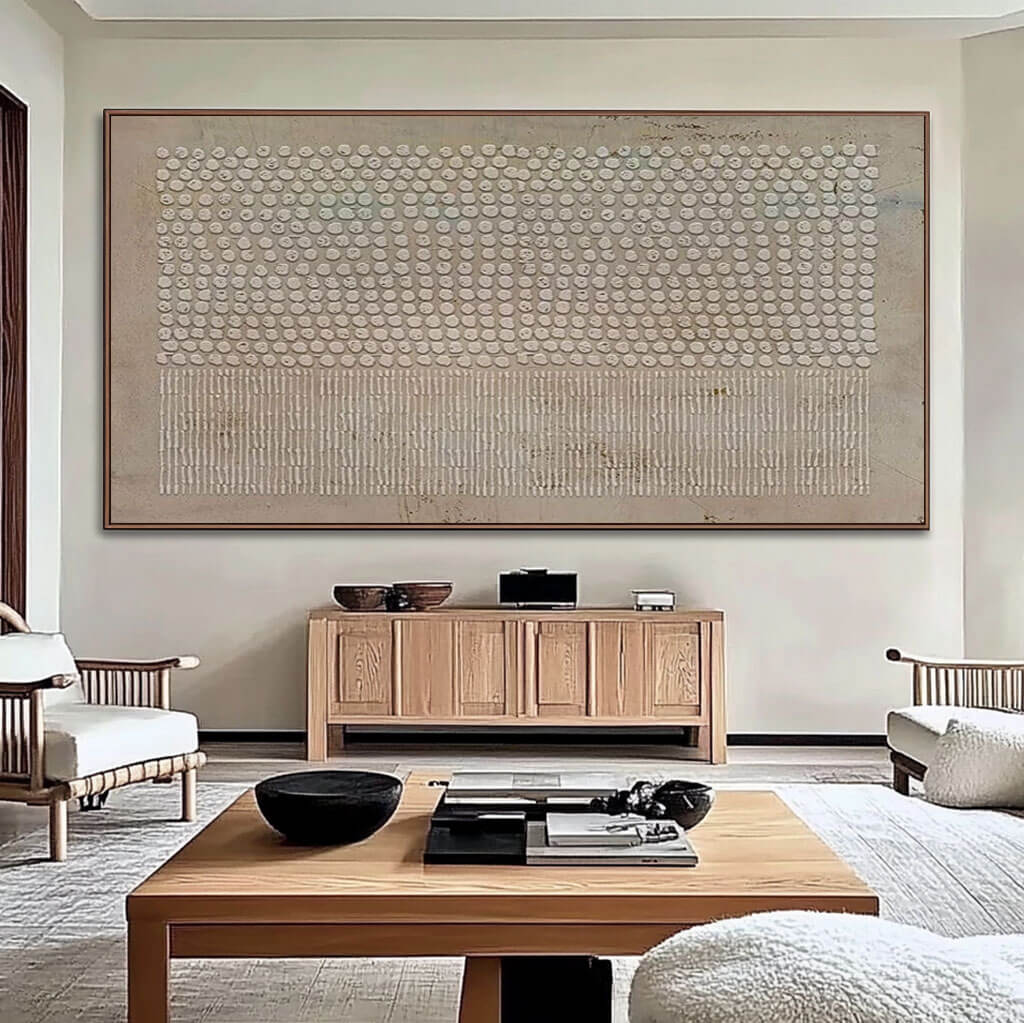 Large Textured 3D Beige Abstract Art | Minimalist Neutral Plaster Wall Decor #AA 059