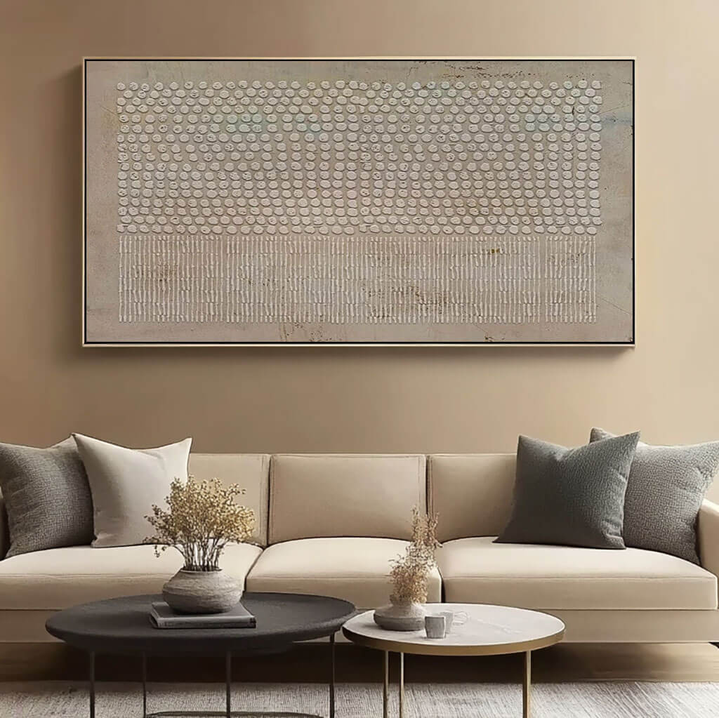Large Textured 3D Beige Abstract Art | Minimalist Neutral Plaster Wall Decor #AA 059