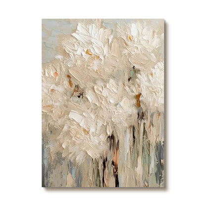 Textured White Flower Painting | 3D Impasto Floral Wall Art #AA 057