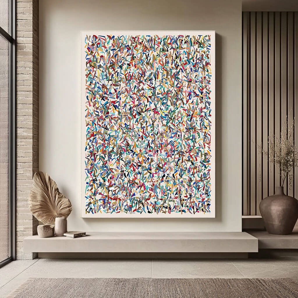 Textured Abstract Confetti Painting | Modern Multicolor Vibrant Wall Art for Home Decor #AA 060