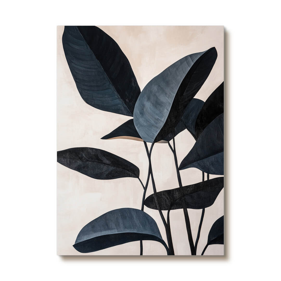 Textured Modern Botanical Leaf Painting | Minimalist Beige Wall Art for Living Room #AA 061