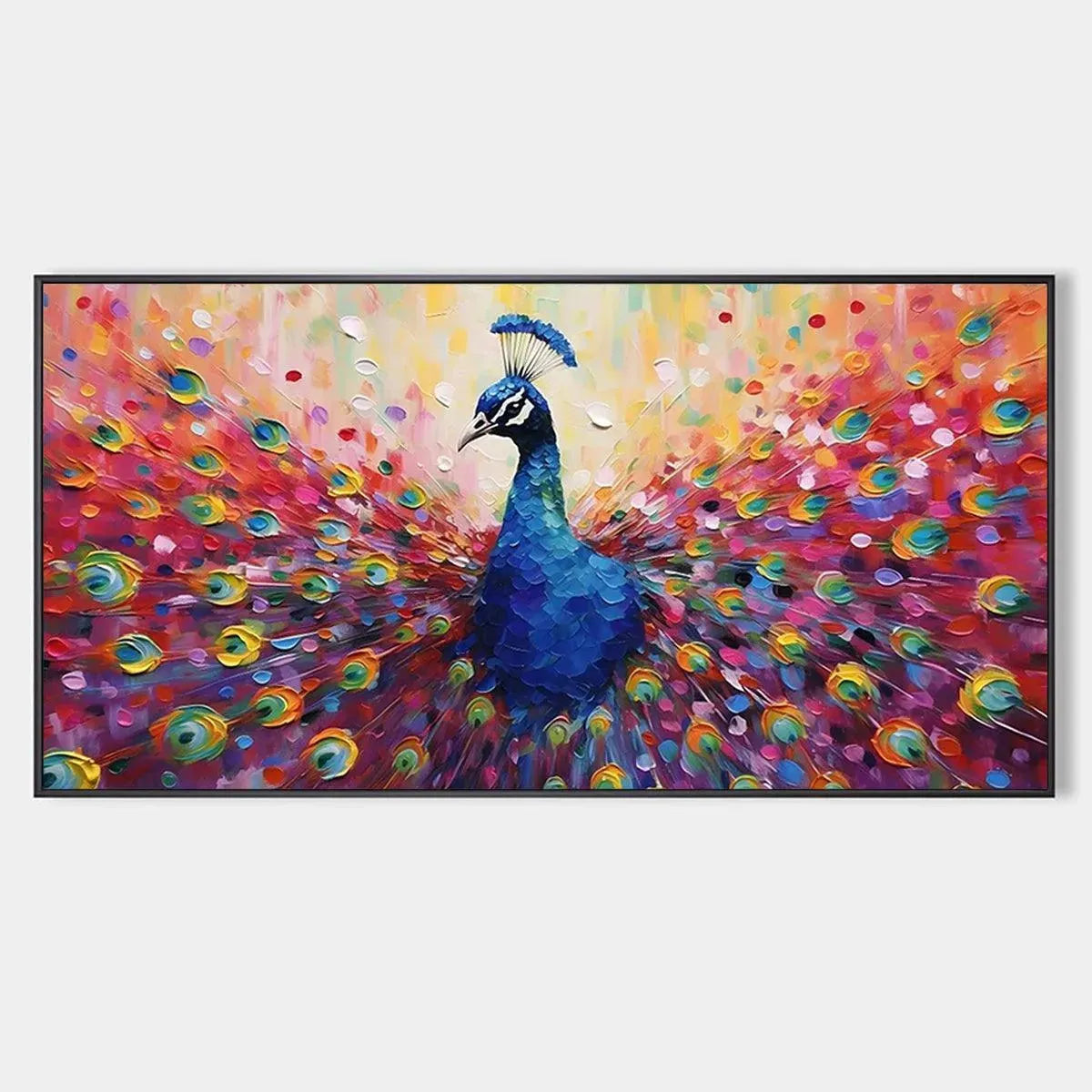 Vibrant Peacock Canvas Wall Art | Expressive Bird Painting #ZZ 247