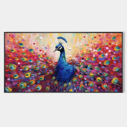 Vibrant Peacock Canvas Wall Art | Expressive Bird Painting #ZZ 247