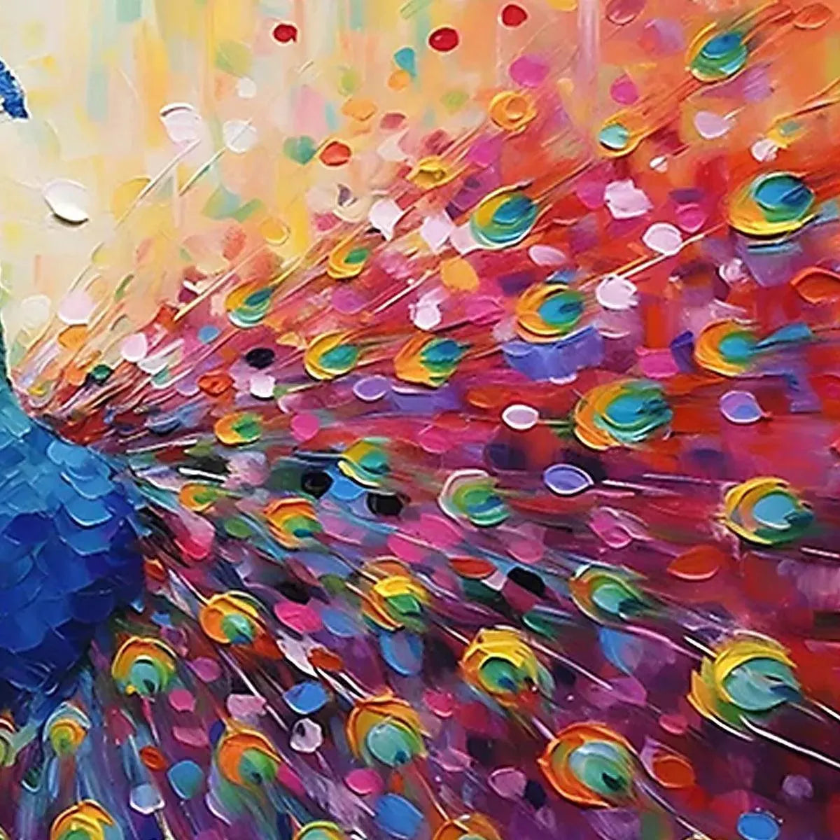Vibrant Peacock Canvas Wall Art | Expressive Bird Painting #ZZ 247