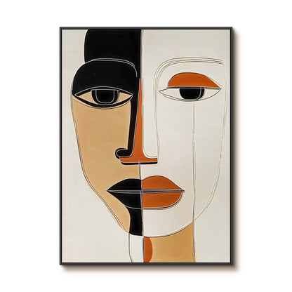 Modern Cubist Abstract Face Painting - Textured Portrait Wall Art#AA 064