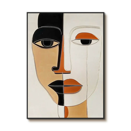 Modern Cubist Abstract Face Painting - Textured Portrait Wall Art#AA 064