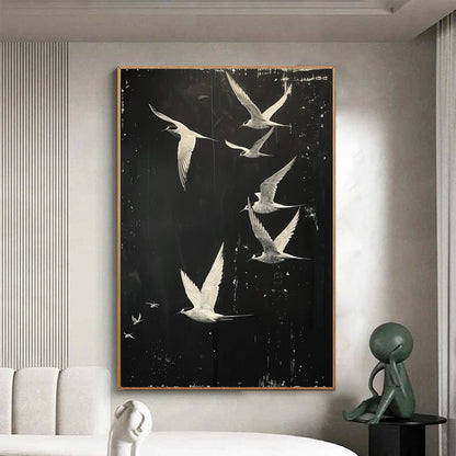 Abstract Black & White Birds | Modern Contrasting Wall Art