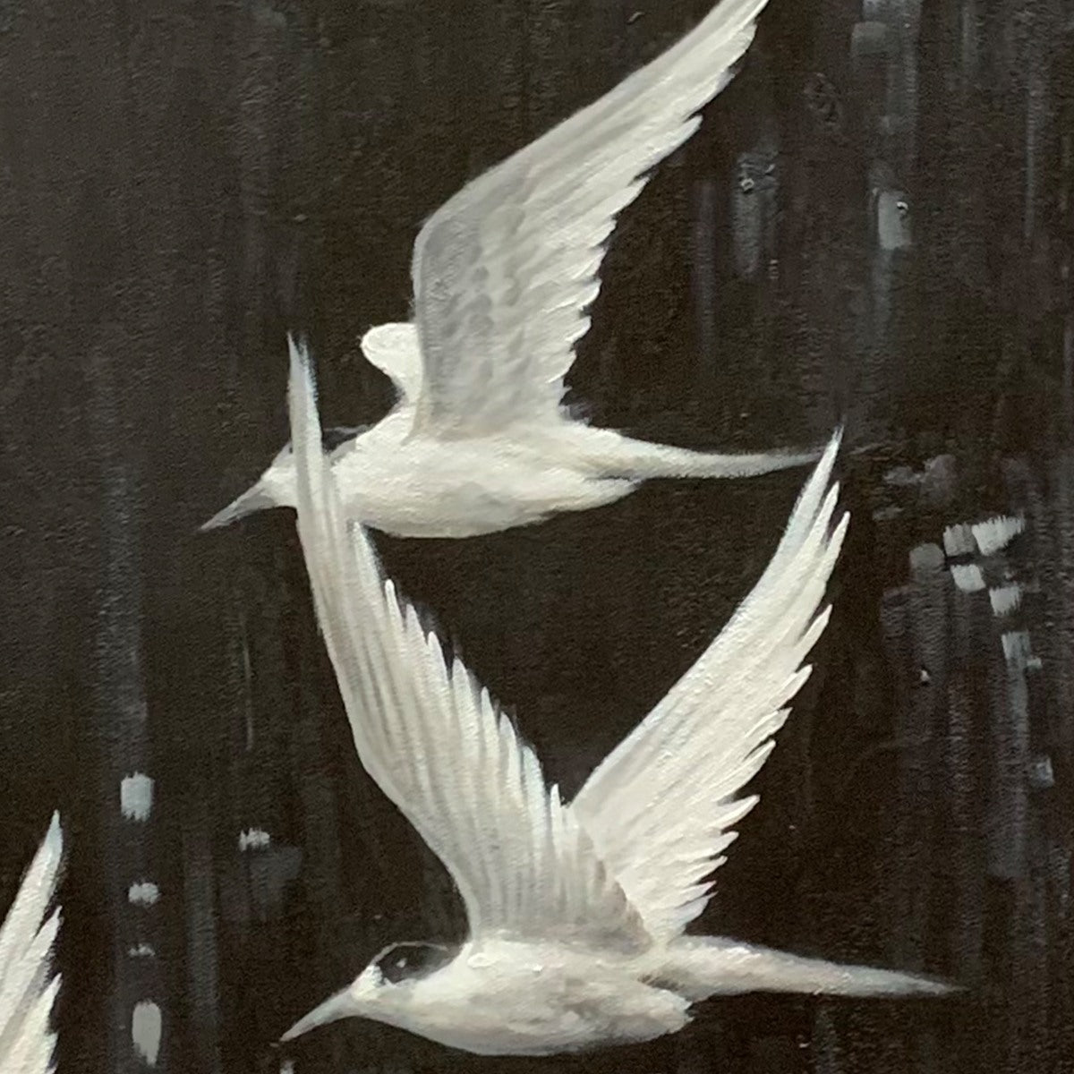 Black and White Flying Bird Painting - Minimalist Animal Wall Art #ZZ 262