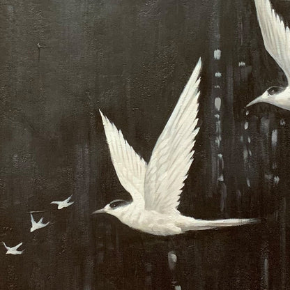 Black and White Flying Bird Painting - Minimalist Animal Wall Art #ZZ 262