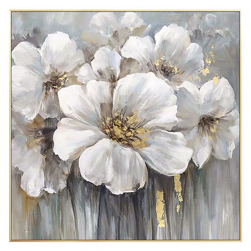Large White Abstract Floral Wall Art | Modern Canvas Painting#ZZ 238