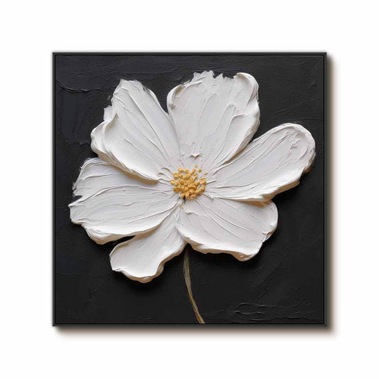 Textured 3D White Flower Painting | Impasto Floral Wall Art #AA 051
