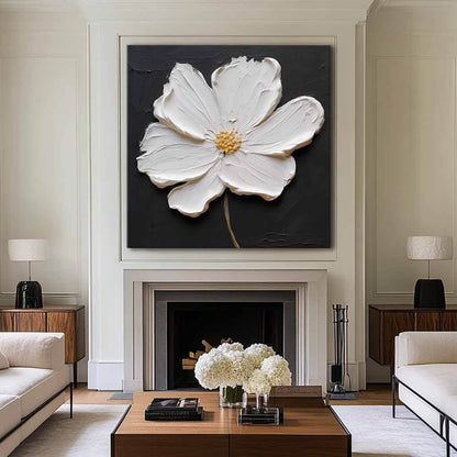 Textured 3D White Flower Painting | Impasto Floral Wall Art #AA 051