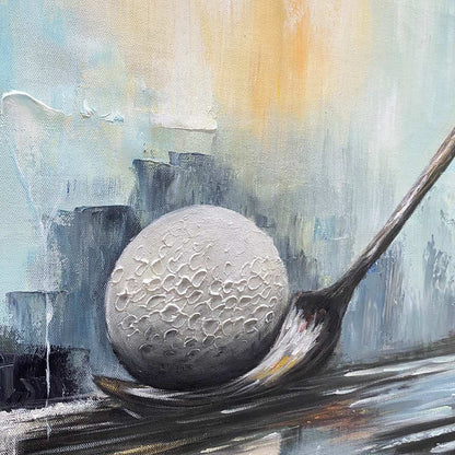 Modern Abstract Golf Painting - Large Hand-Painted Sports Wall Art on Canvas #AA229