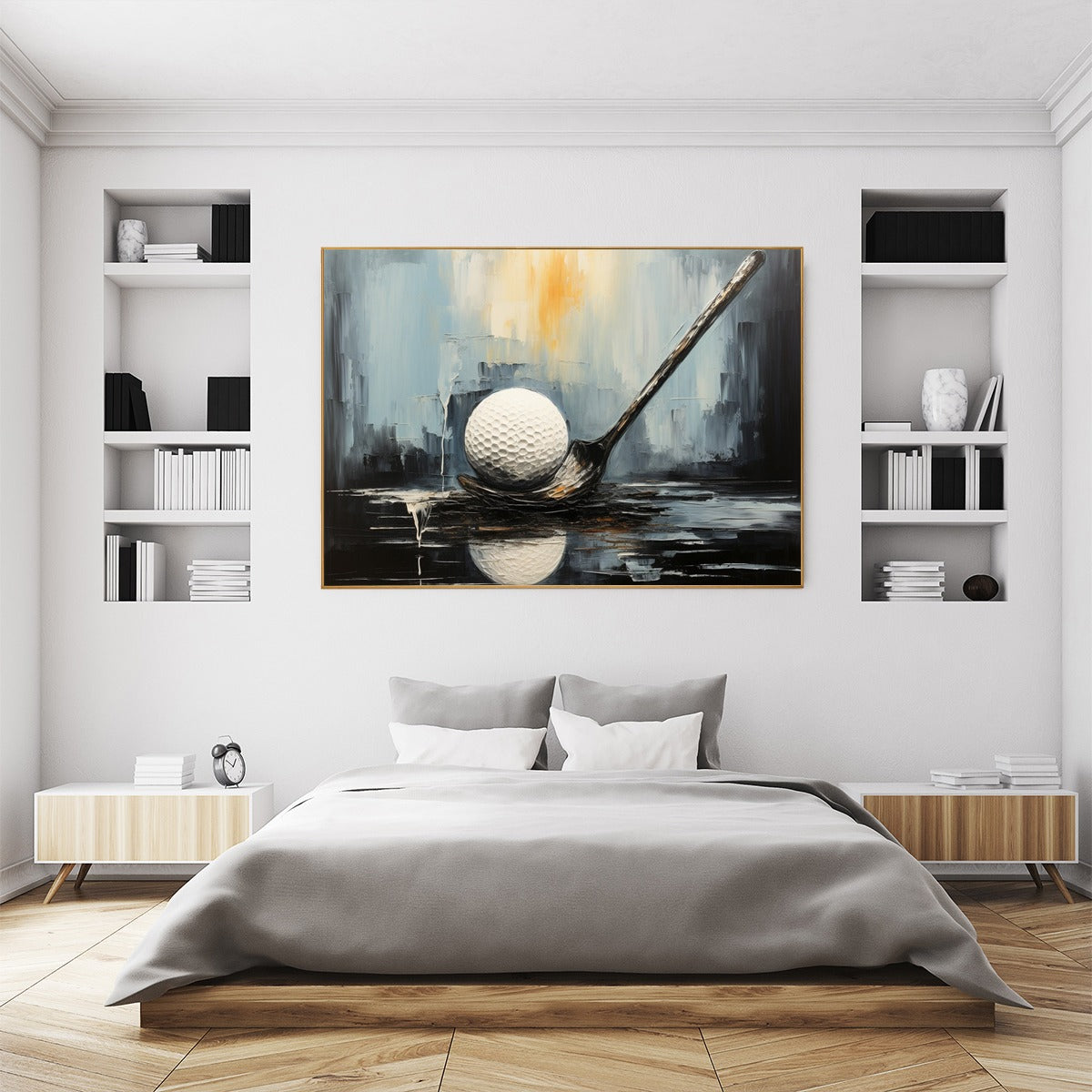 Modern Abstract Golf Painting - Large Hand-Painted Sports Wall Art on Canvas #AA229