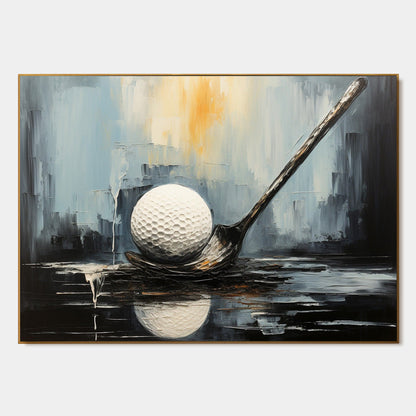Modern Abstract Golf Painting - Large Hand-Painted Sports Wall Art on Canvas #AA229