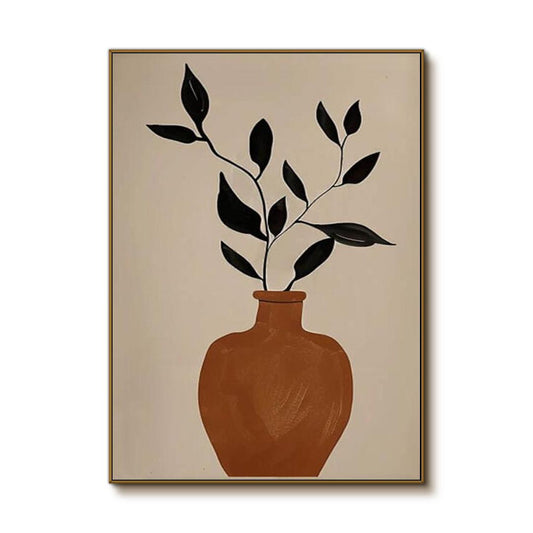Japandi Style Vase Art | Earth Tone Botanical Painting #AA 052
