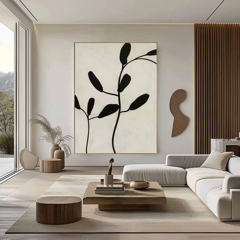 Serene Zen Botanical Wall Art - Minimalist Plant Canvas Painting #AA 033