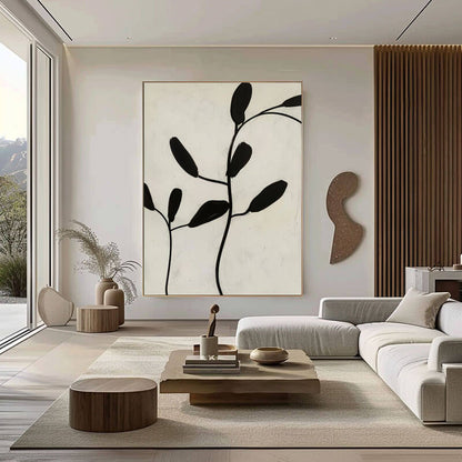 Serene Zen Botanical Wall Art - Minimalist Plant Canvas Painting #AA 033