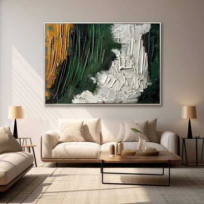 Large Green and White Abstract Oil Painting | Wall Art Decor#TC 230