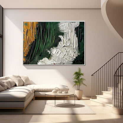 Large Green and White Abstract Oil Painting | Wall Art Decor#TC 230