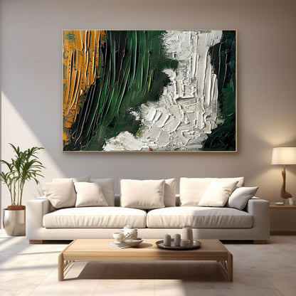 Large Green and White Abstract Oil Painting | Wall Art Decor#TC 230