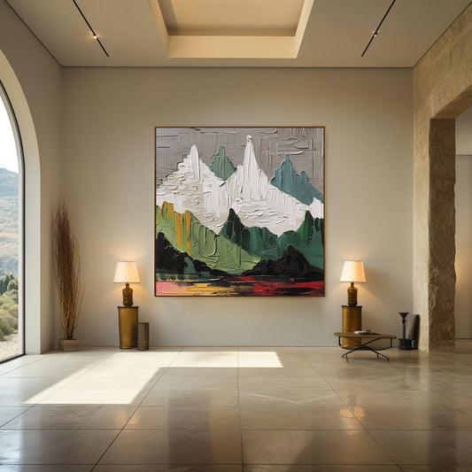 Textured Mountain Landscape | Abstract Impasto Wall Art