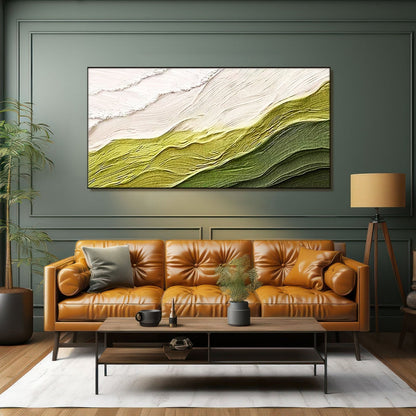 Wabi-Sabi Green Wall Art | Organic Textured Canvas Painting #TC 232