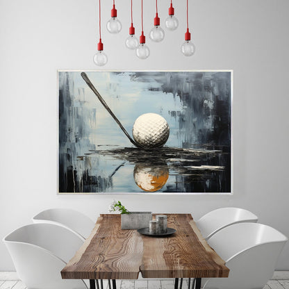 Modern Textured Golf Ball & Club Art - Large Hand-Painted Impasto Sports Oil Painting on Canvas #AA236