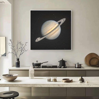 Modern Space Art Canvas | Minimalist Saturn Planet Painting#AA 035