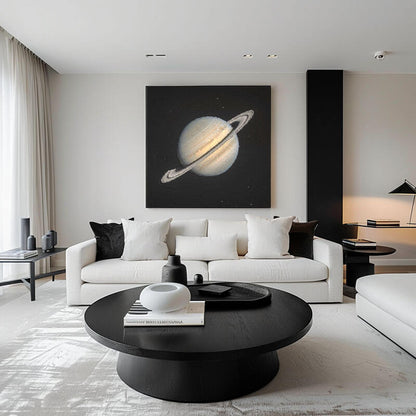 Modern Space Art Canvas | Minimalist Saturn Planet Painting#AA 035