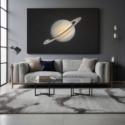 Modern Space Art Canvas | Minimalist Saturn Planet Painting #AA 053