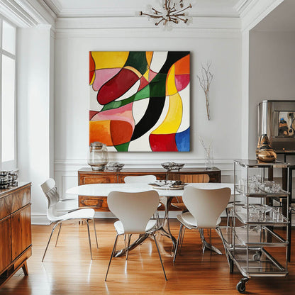 Mid-Century Modern Abstract Painting - Color Block Textured Wall Art#AA 069