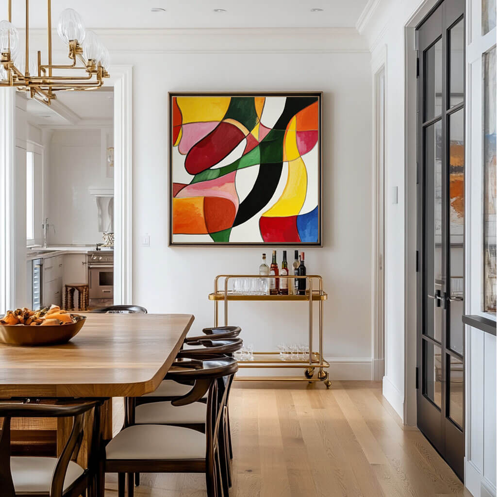 Mid-Century Modern Abstract Painting - Color Block Textured Wall Art#AA 069