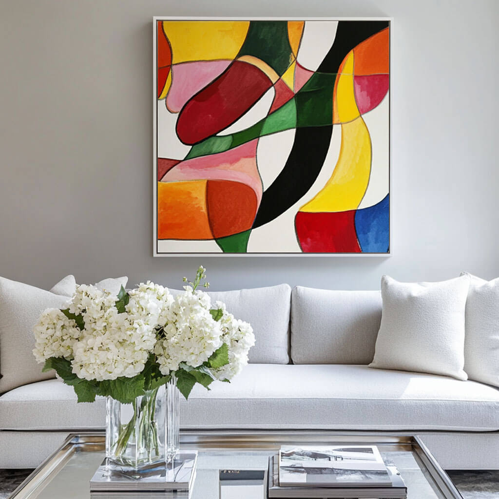 Mid-Century Modern Abstract Painting - Color Block Textured Wall Art#AA 069