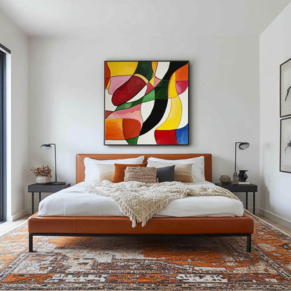 Mid-Century Modern Abstract Painting - Color Block Textured Wall Art#AA 069