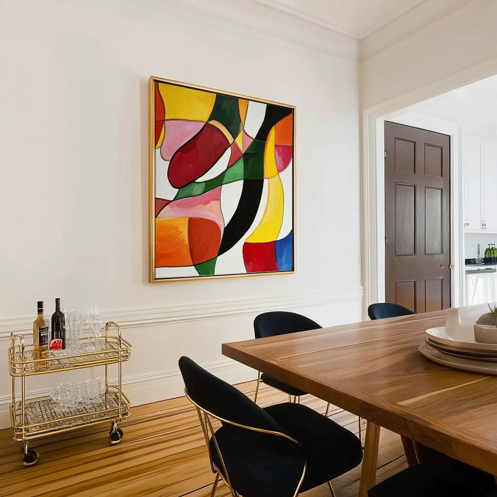 Mid-Century Modern Abstract Painting - Color Block Textured Wall Art#AA 069
